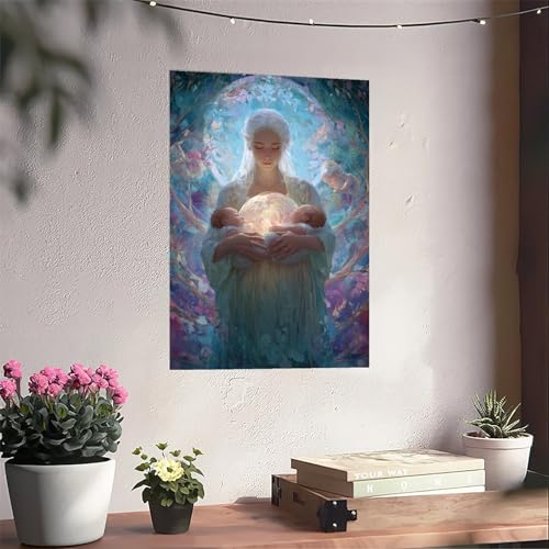 UZWGG 1pcs (Unframed,Canvas Only) Woman Poster Fantasy Goddess Prints Wall Art Abstract Goddess Nurturing Baby Canvas Painting New Birth Wall Picture for Newmom Mother's Day Gift 12x18inch(30x45cm) - color: goddess-Frameless(Canvas Roll), size: 18"L x 12"