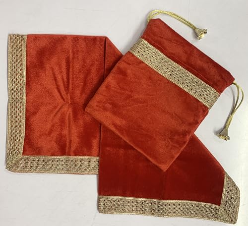 SMMS Spiritual Velvet Table Cloth Altar Tarot Spread (Red, Small- 46cm*46cm/ 18inch*18inch) - color: Red, size: Small- 46cm*46cm/ 18inch*18inch