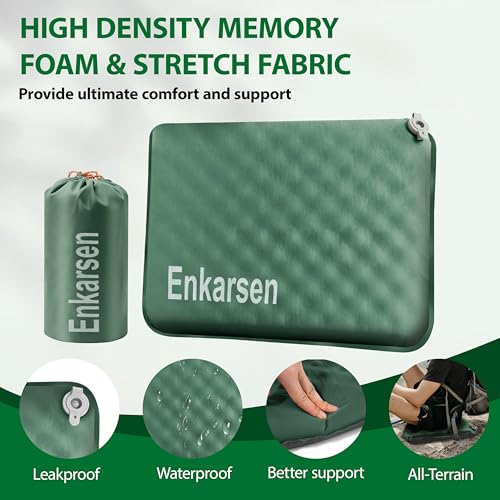 Inflatable Travel Seat Cushion – Self-Inflating Memory Foam Pad for Airplane, Stadium Bleachers, Camping, Hiking & Backpacking – Ultralight Compact & Portable Sitting Cushion