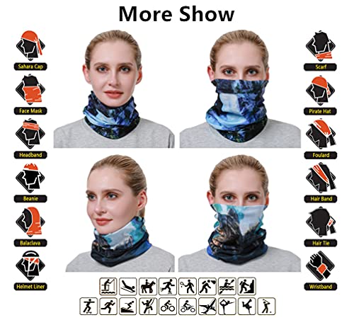 Headband Neck Gaiter Head Wrap Headwear Face Mask Magic Scarf Bandana for Men and Women - color: 6pc.blue Series.2