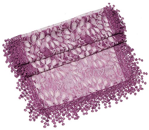 Cindy and Wendy Lightweight Soft Leaf Lace Fringes Scarf Bridal Veils shawl for Women - color: Purple