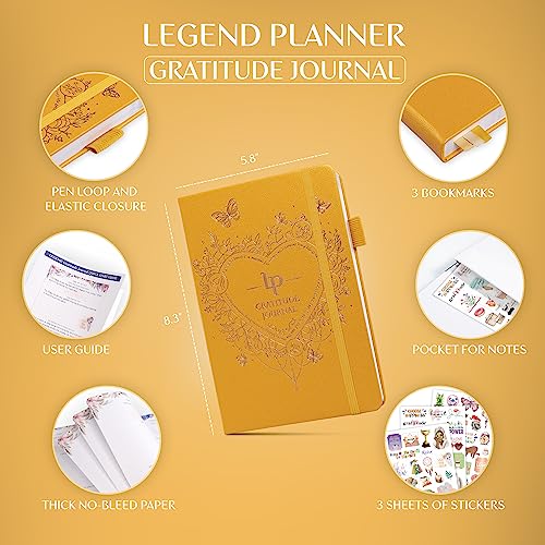 Legend Gratitude Journal – Daily Journal for Positivity & Happiness – Grateful Notebook to Write In – Thankful Affirmation Journal (Amber Yellow) - color: Amber Yellow Gold Foil