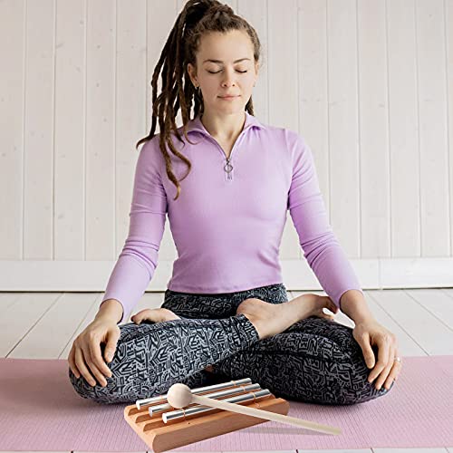 Vilihkc Energy Chime Percussion Hand Bell Meditation Chimes Teacher Tools Reminder Tuned Energy Chimes Music Instrument with Mallet for Classroom Prayer Yoga Music Gift(3 Tone) - color: 3 TONE