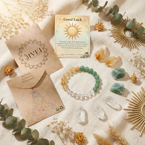 Bivei Protection Bracelet, Strength Crystal Healing Bracelet 8MM - Spiritual Stretch Beaded Jewelry for Women Men Gift - color: Good Luck
