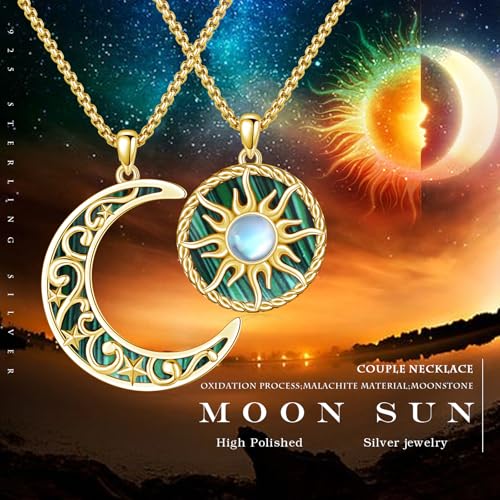 Yin Yang Necklaces for Women Men 925 Sterling Silver Pendant Necklace Yin Yang Jewelry for Women Men Couples - style: Sun Moon #7