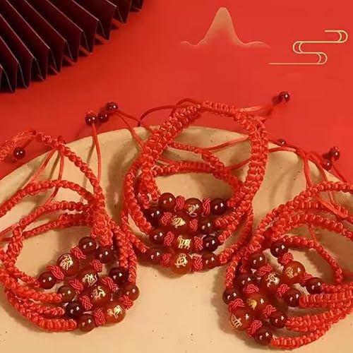 2026 Chinese New Year of Horse Bracelets for Women Men, 12 Chinese Zodiac Bracelet Good Luck Red String Animal Horse Charm Braided Bangle Adjustable Jewelry Gift - color: Circle-1pcs