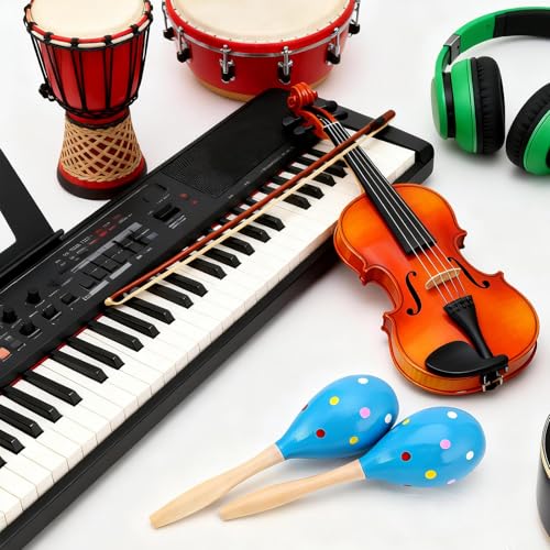 2 Pcs Maracas, 9 Inch Hand Percussion Rattles, Wooden Rumba Shaker Hand Musical Instruments with Clear Rhythm for Music Leraning (Blue-9 Inch) - color: Blue-9 Inch