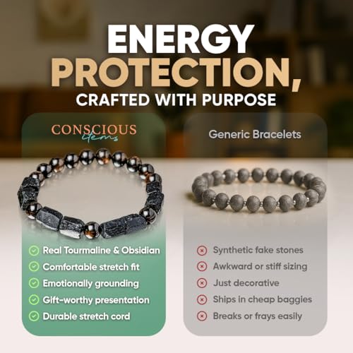 Conscious Items Protection Bracelets for Women & Men, Healing Crystal Bracelet with Natural Stones for Energy Shielding, Grounding, Stress, & Negative Energy Protection - style: The Spiritual Protection Bracelet