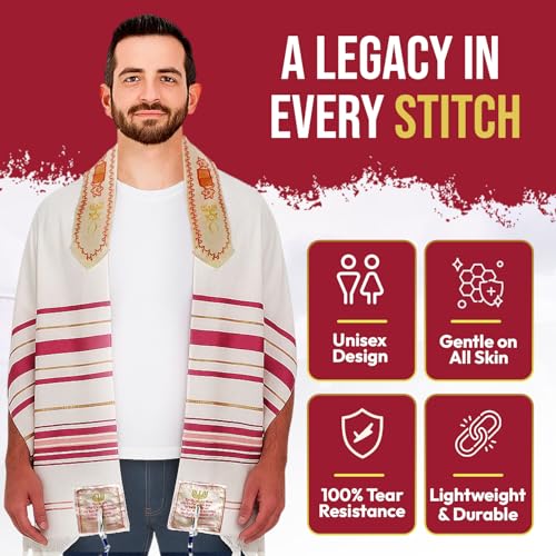 Holy Land Market Messianic Christian Shawl/Tallit - The Messiah Tallit (72 x 22 Inches) - color: Pink