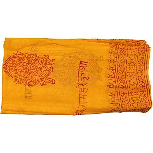 Indian Ganesh Om Meditation Yoga Altar Cloth Prayer Shawl Scarf - color: Saffron Yellow
