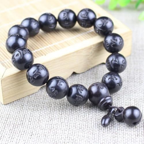 Tibetan Buddhist Mala Buddha Bracelet Natural Wood Bead Bracelet Om Meditation Yoga Prayer Bracelets - color: A, size: 15mm