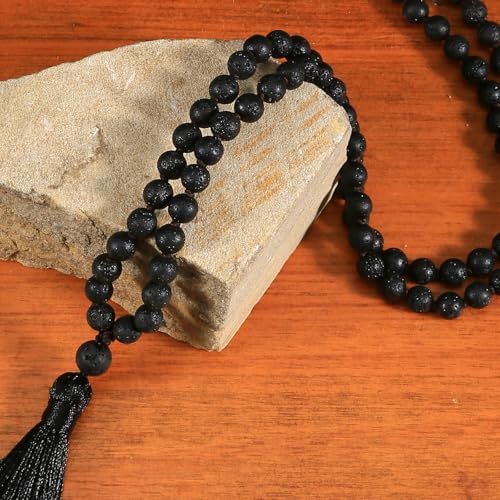 Turquoise Heart Chakra Mala Necklace, Meditation Energized Handmade 108 Buddhist Prayer Beads,Reiki Spiritual Healing Energy Necklace,Unconditional Love Abundance Forgiveness Trust Compassion Child birth,Monther's Day BirthdayGift for Women - color: Black