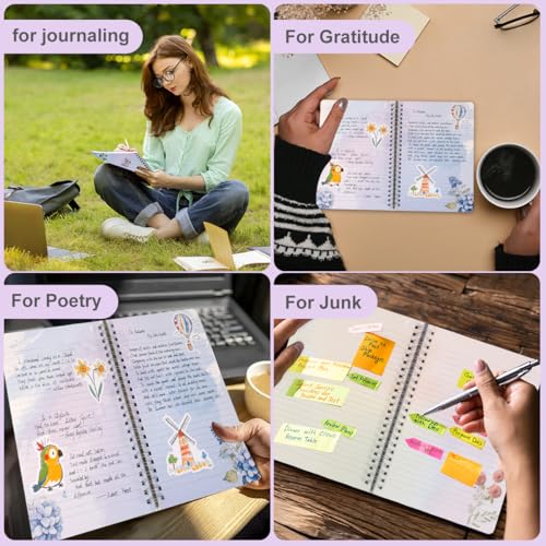 SIIXU Artistic Flower Dream Journal - Thick Hardcover Spiral Notebook with 160 Unique Pages, A5 Lined Notebooks for Poetry Drafting, Memo Keeping & Creative Junk Journaling, Pink - color: Pink