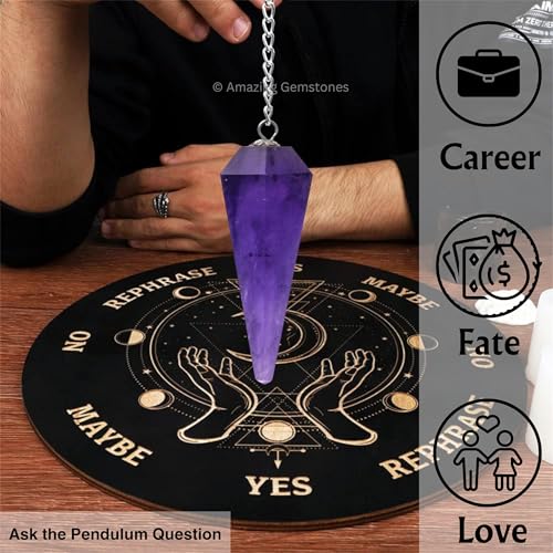 Amazing Gemstone Amethyst Crystal Pendulum for Divination - Certified Dowsing Crystals and Healing Stones for Chakra Balancing and Meditation - Enhance Reiki Spiritual Growth - color: Amethyst