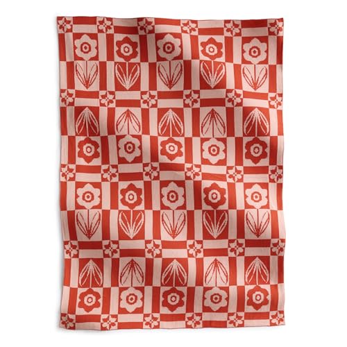Vera Bradley Women's Cotton Double Knit Throw Blanket - color: Daffodils Red Clay