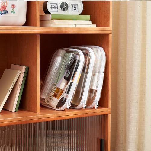 3-Pack Large Clear Hard Shell Zipper Case, Diaper Bag Organizer Pouches, Pencil Case & Makeup Bag, Travel Essentials and Toy Organizer (3L - size: 3L