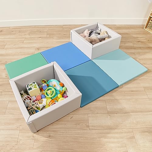 ECR4Kids SoftZone Play Patch Activity Mat Squares, Modular Playmat, Contemporary, 4-Pack - color: Contemporary