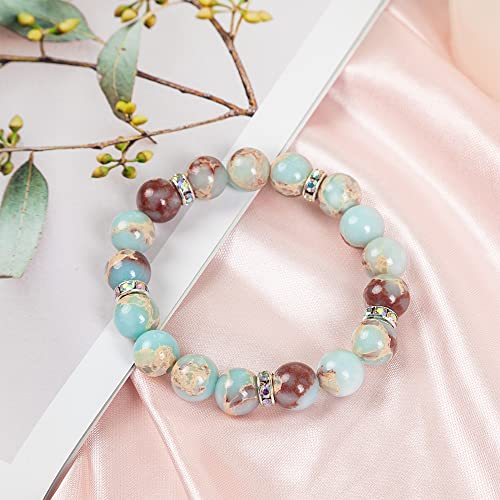 Healing Bracelet For Women Anxiety Crystal Bracelet Chakra Beaded Bracelets Rose Quartz Crystals And Healing Stones Yoga Bead Bracelet Calming Stretch Bracelet Stress Relief Gifts For Women - color: Green-Shoushan Stone