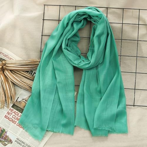 Women's Cotton Scarves Lady Light Soft Fashion Solid Scarf Wrap Shawl - color: Green Grass Color