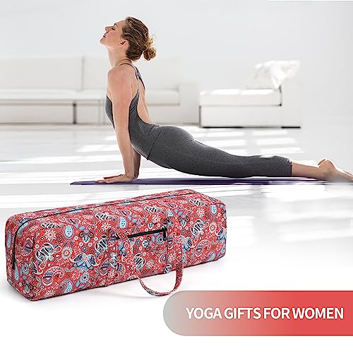 Boulder Bee | Yoga Mat Bag | Large Yoga Mat Carrier with Wet Pocket | Yoga Gifts | Gym Tote Bag for Women - color: Red