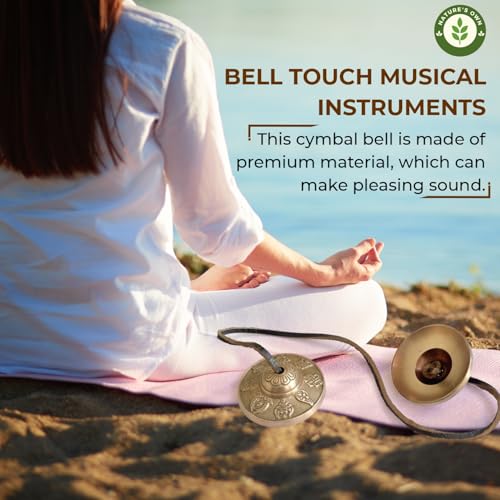 Tibetan Tingsha Bells Cymbals Meditation Chime Bells, 6.3 cm Percussion Instrument, with Cloth Bag, Embossed 8 Lucky Symbols, Ideal for Yoga, Mindfulness, Spiritual Healing, and Sound Therapy - color: 8 Lucky Symbols