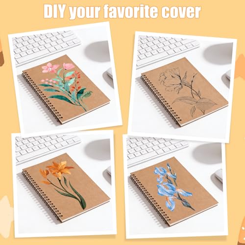 10 Pack Spiral Notebooks Blank, A5 Softcover Cover Unlined Notebook for Writing Drawing Sketch, Blank Journal with 50 Sheets 100 Pages, 8.3 x 5.8 Inch(Brown)