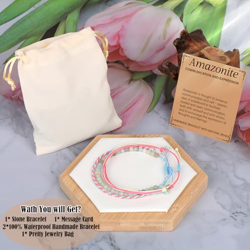 QOGIR Handmade Healing Bracelet,6mm Natural Gem Stone Bracelet rope bracelet - color: Amazonite(Communication and Expression), size: 4mm