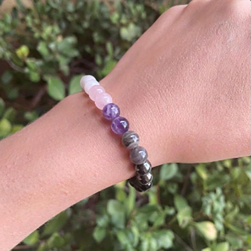 Natural Stone Beaded Bracelets for Women Men - 8MM Semi-Precious Stones Bracelets Adjustable Crystal Beads Stretch Bracelet - color: Empath Protection