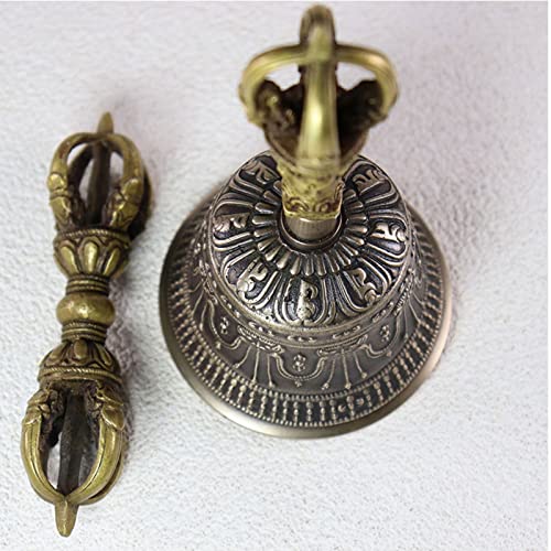 Tibetan Hand Bell,Tibetan Buddhist Meditation Bell 100% Handmade Puja Bronze Bell, Tibetan Meditation Bell For Sound Healing And Yoga (Size : 16cm) - size: 16cm