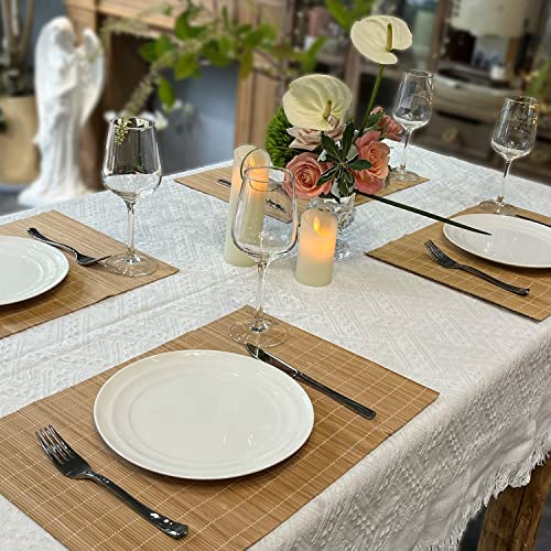 Set of 4 Pcs Bamboo Placemats Sushi Rolling Mat Japanese Style Natural Anti-Slip Bamboo Placemats Washable Heat-Resistant Table Mats for Dining Room and Kitchen(Brown) - color: Brown, size: Set of 4