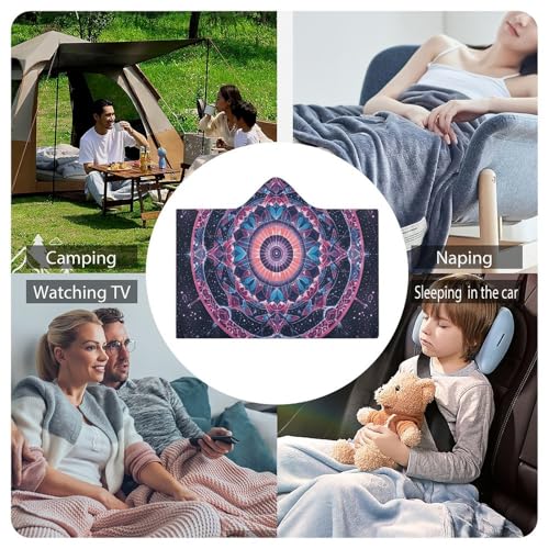 Wearable Blanket for Adults Galaxy Mandala Hooded Blanket Throw Blanket Soft Hooded Cloak Shawl Wrap 50x40 Inch