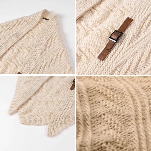WaJuemy Pashmina Shawl Wraps for Women Cross Sweater Shawls and Wraps Cardigan Cape Front Poncho Knit Cashmere Sweater Shawl - color: 10 Black L