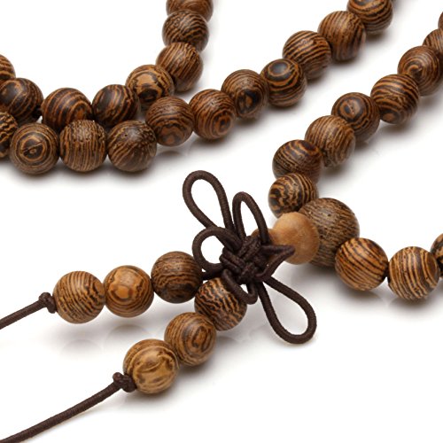MILAKOO 108 Wood Beads Bracelet/Necklace Mala Prayer Buddha Meditation Link Wrist Bracelet… - style: 6mm