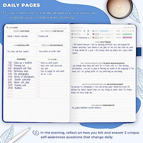 Clever Fox Self-Care Journal – Daily Reflection Notebook – Mental Health & Personal Development Planner, Meditation & Mood Log, A5 (Mystic Blue)