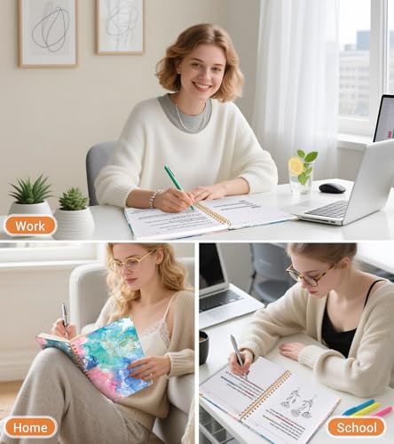 Lined Spiral Notebook Journal for Women, 150 Pages Cute Notebooks 5.75” x 8.38”, A5 Hardcover Spiral Journals with 100 GSM Thick Paper, College Ruled Notebook for Writing Work School, Pink Blue Marble - color: Pink Blue Marble