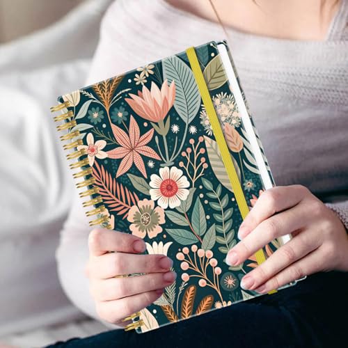 A5 Blank Notebook - 70 Sheets/140 Pages Blank Paper Notebook, 100 GSM Thick White Paper, 5.8" x 8.3" Spiral Blank Journal, Flower-B - size: 1-Pack, style: Flower-B