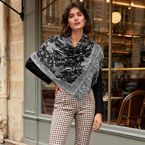 E-Clover Pashmina Shawl Wraps for Women Evening Dresses Elegant Soft Rave Scarf Festival Reversible Men Scarves
