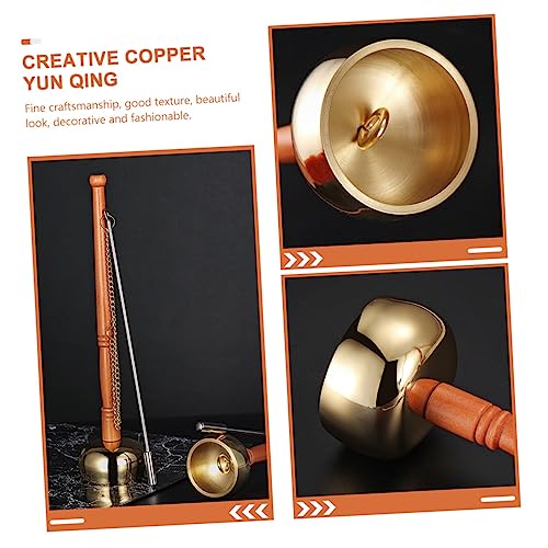 ibasenice Portable Buddhist Yin Qing Copper Bell for Meditation Handle Percussion Instrument Sound Adornment for Mindfulness and Relaxation