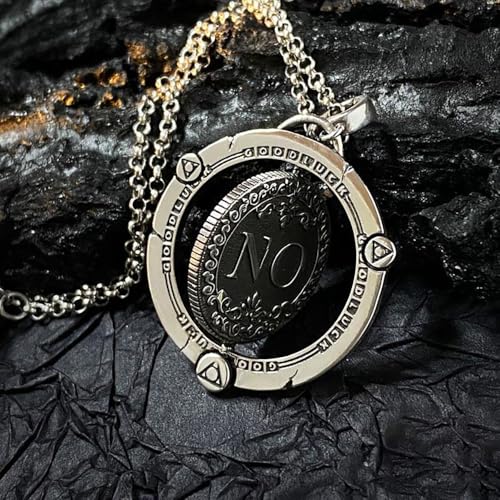 Vivian&CD Good Luck Necklace for Women and Men, Spinner Charm Necklace Luck Amulet Protection Necklace Meditation Prayer Wheel Rotatable Pendant Necklace jewelry for Women and Men - style: Decision coin