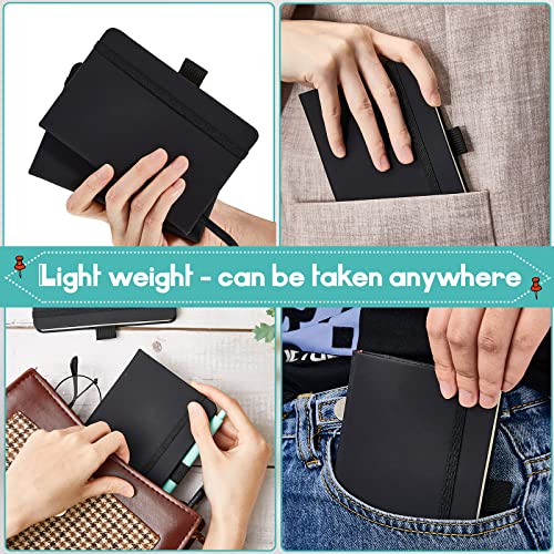 Laumoi 40 Pieces Small Notebooks A6 Pocket Journals 3.5 x 5.5 Inch Small Leather Notebook Mini Ruled Lined Journal with Elastic Band Pen Holder Page Marker Ribbons (Black) - color: Black