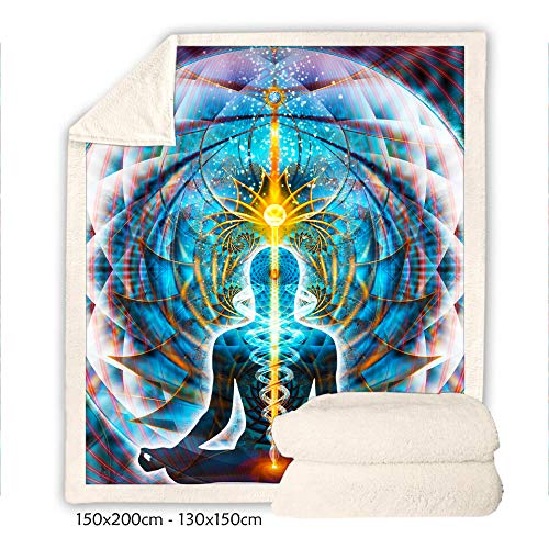 Chakra Throw Blanket | Meditation Fleece Blanket | Galactic Body (Medium)