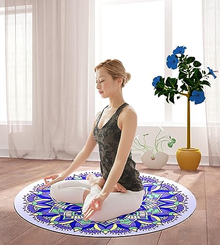 nuveti Large Meditation Mat Non Slip Round Yoga Mat Natural Rubber with Sueded Surface Exercise Mat Perfect for Meditating, Stretching, Yoga(140CM X 3.5MM Thick) - color: ChuShiShengXia