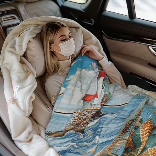 Beach Prints Throw Blanket (320g Flannel) Anti-Pilling Warm Fuzzy Blankets for Bed Sofa Couch Travel 40x30 Inch - color: Beach, size: 40x30 Inch