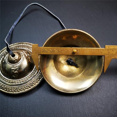 Tibetan Tingsha Bell Set - Tibetan Cymbals - for Sound Healing, Yoga, Meditation, and Mindfulness,Handmade in Nepal,Made of Bronze,Om Mantra Pattern,9cm/3.5 inch - color: 13-Bronze-Om-9cm