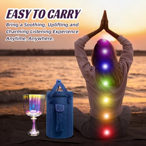 440Hz Meditation Crystal Singing Bowl, Handheld Quartz Stone Music Bowl, Transparent Dazzle, Sound Healing Instrument with Varnished Finish