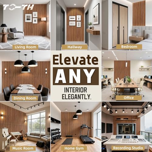 TO-TH Wood-Look Acoustic Wall Panels, 10 Pack 47.2” x 23.6” Acoustic Panels, Decorative Sound Absorbers Sound Dampening Panels for Home, Office, Basement, Cherry