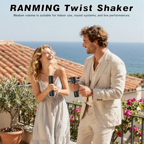 RANMING Twist Shaker ABS Double Row Shakers Percussion Instruments Medium Volume Latin Percussion Instruments for Accompaniment, Studio, Band, Drummers (Black)