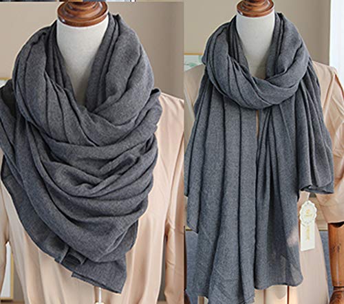 Women's Cotton Scarves Lady Light Soft Fashion Solid Scarf Wrap Shawl - color: Darkgrey