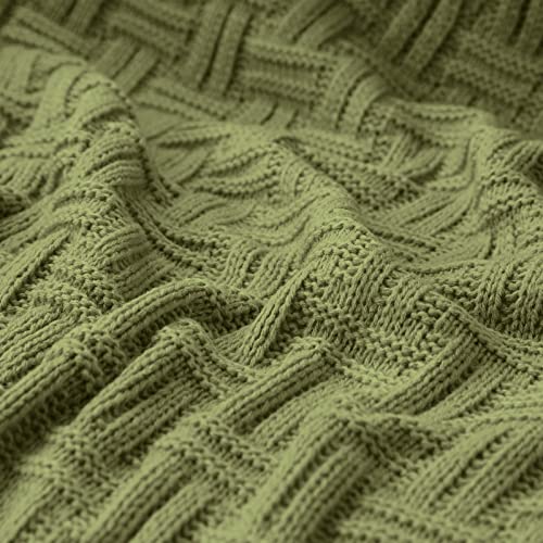 Aormenzy 50x60 Cozy Acrylic Cable Knit Blanket for Couch, Sofa, Bed, Olive Green (1.7lb) - color: Olive Green