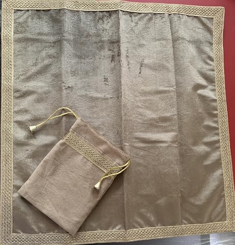 SMMS Spiritual Velvet Table Cloth Altar Tarot Spread (Beige, Large- 92cm*92cm Approx/ 36inch*36inch) - color: Beige, size: Large- 92cm*92cm approx/ 36inch*36inch